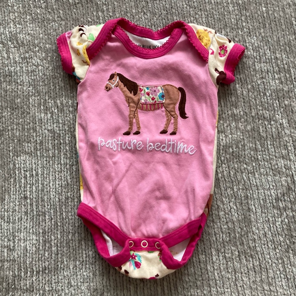 Pony Horse Onesie‎ Bodysuit 3-6m Pasture Bedtime Country Farm Little Blue House